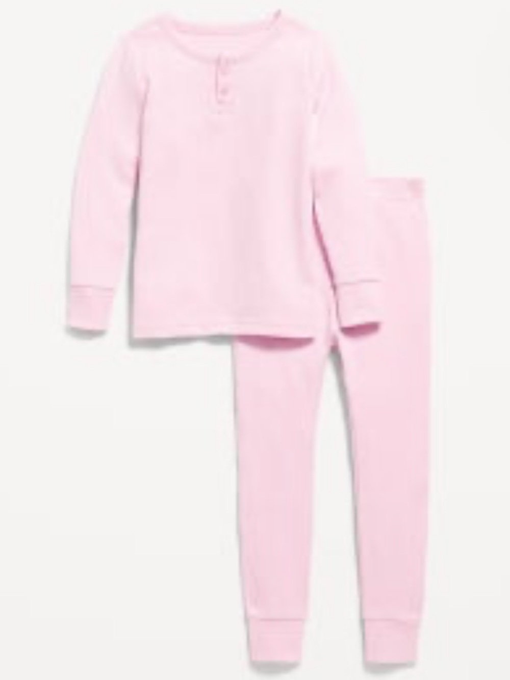 Snug-Fit Ribbed Henley Pajama Set for Toddler & Baby - Light Pink